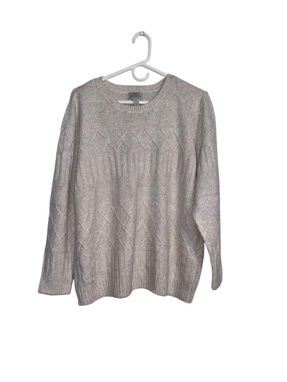 St Johns Bay Textured Knit Cotton Crew Neck Sweater Womens Pxxl Cream